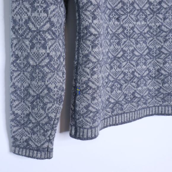 FJALLRAVEN Snow Wool Cardigan Grey Jacquard Full Zip Long Sleeve Women's XS - Picture 7 of 12